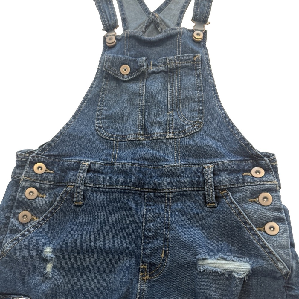 NOBO No Boundaries Denim Bib Shortalls Overalls Distressed Grunge Size S (3-5) - Picture 3 of 13